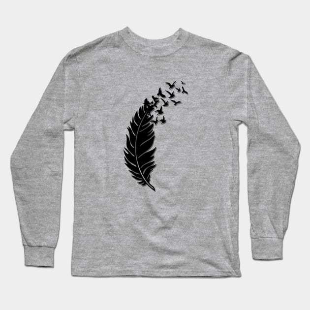 Feather and Birds Long Sleeve T-Shirt by ThePawPrintShoppe